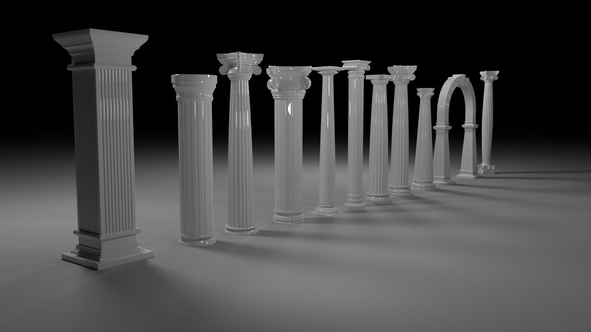 Column columns in row 3D model_1