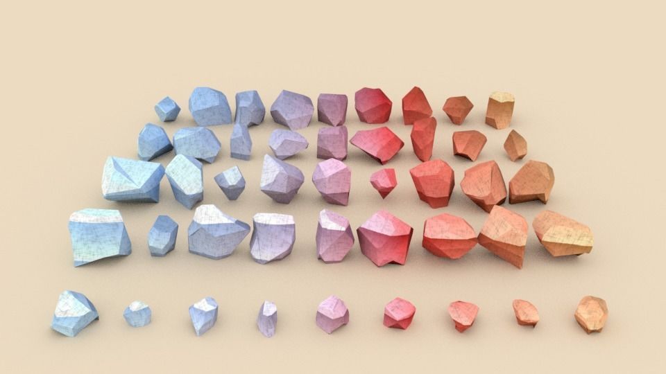Lowpoly Stones - Set 6 of rocks Low-poly 3D model_3