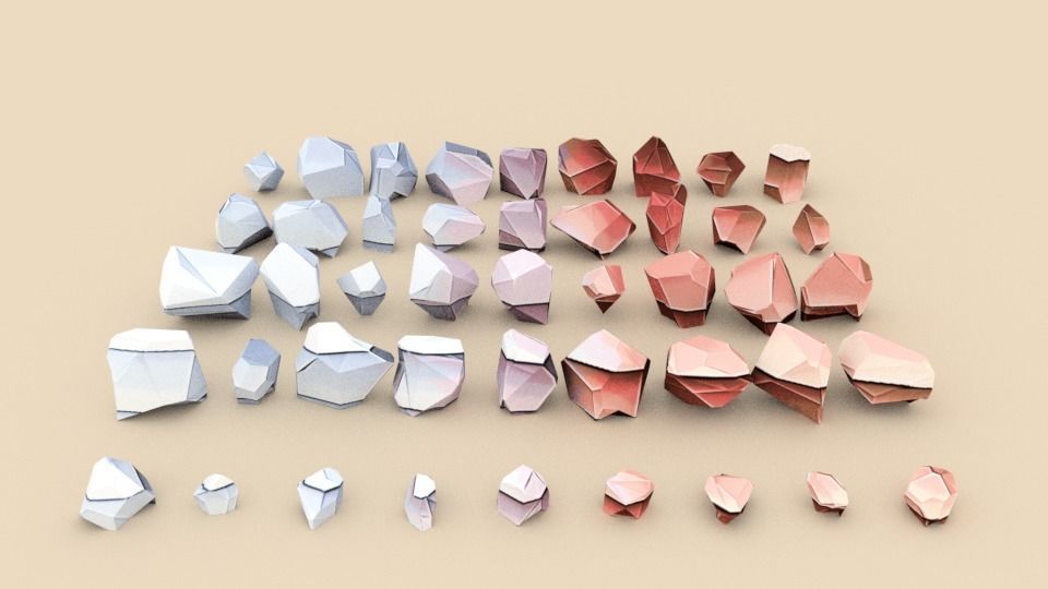 Lowpoly Stones - Set 6 of rocks Low-poly 3D model_1