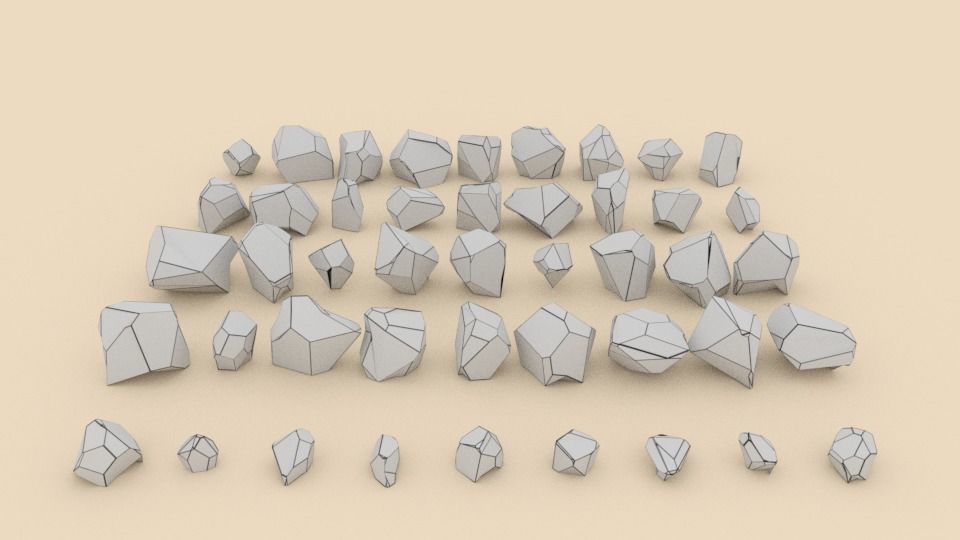 Lowpoly Stones - Set 6 of rocks Low-poly 3D model_6