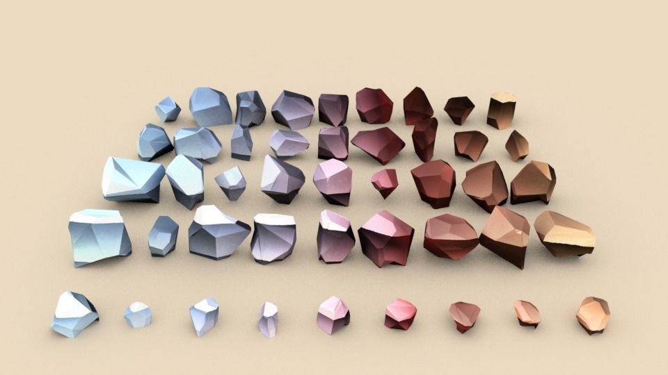 Lowpoly Stones - Set 6 of rocks Low-poly 3D model_5