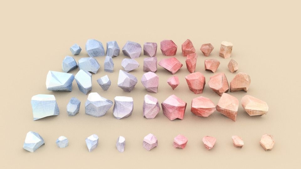 Lowpoly Stones - Set 6 of rocks Low-poly 3D model_2