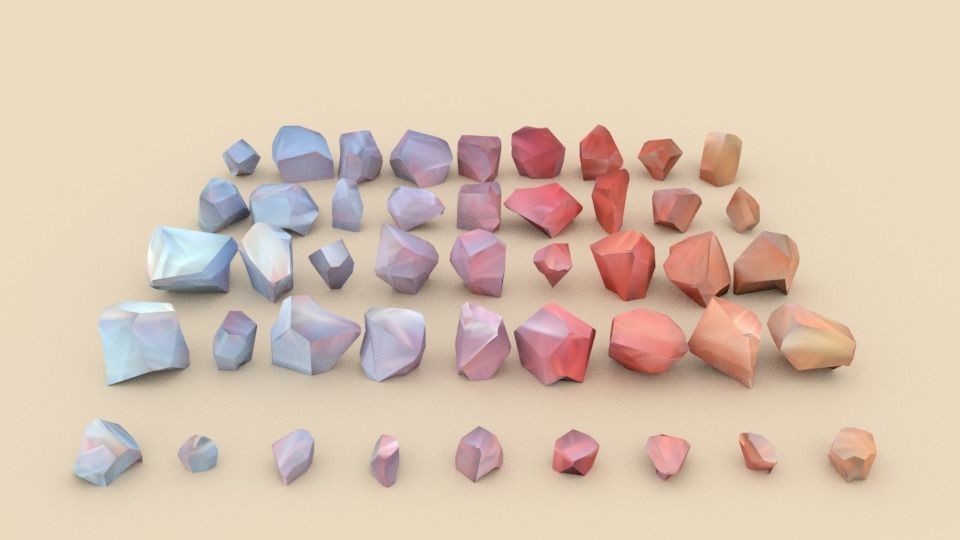 Lowpoly Stones - Set 6 of rocks Low-poly 3D model_4