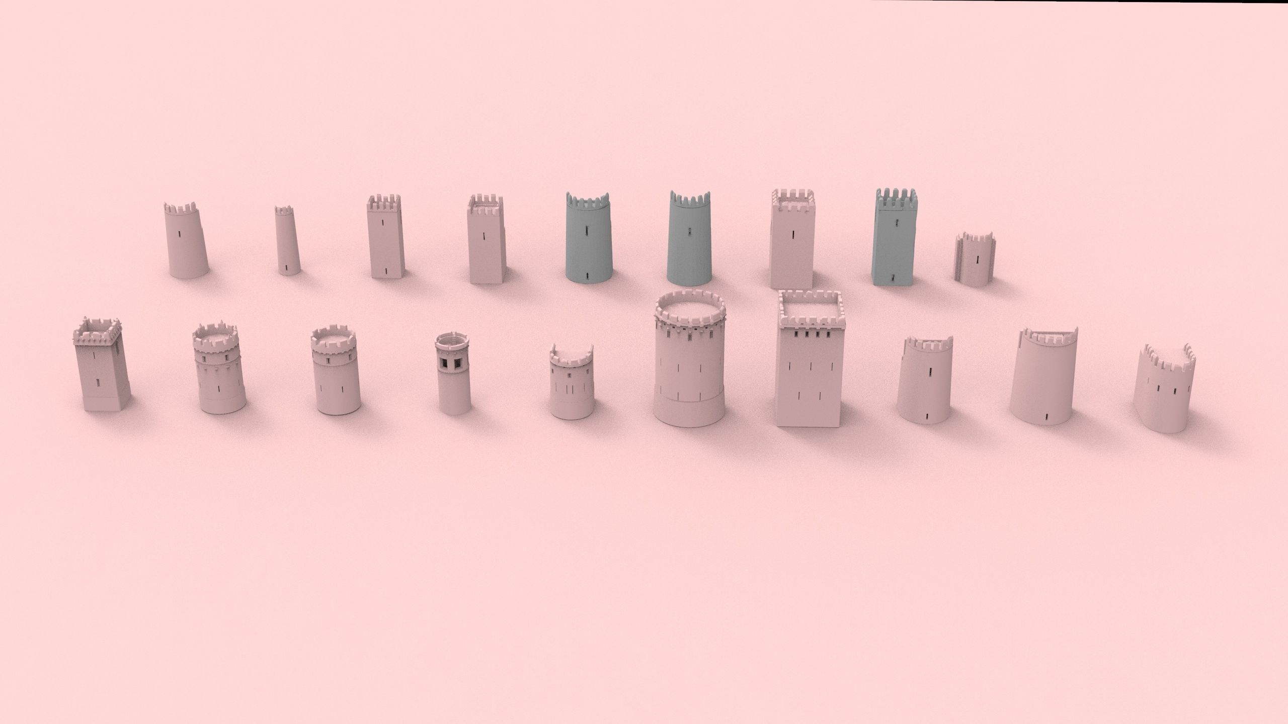 tower group of wooden poles Low-poly 3D model_6