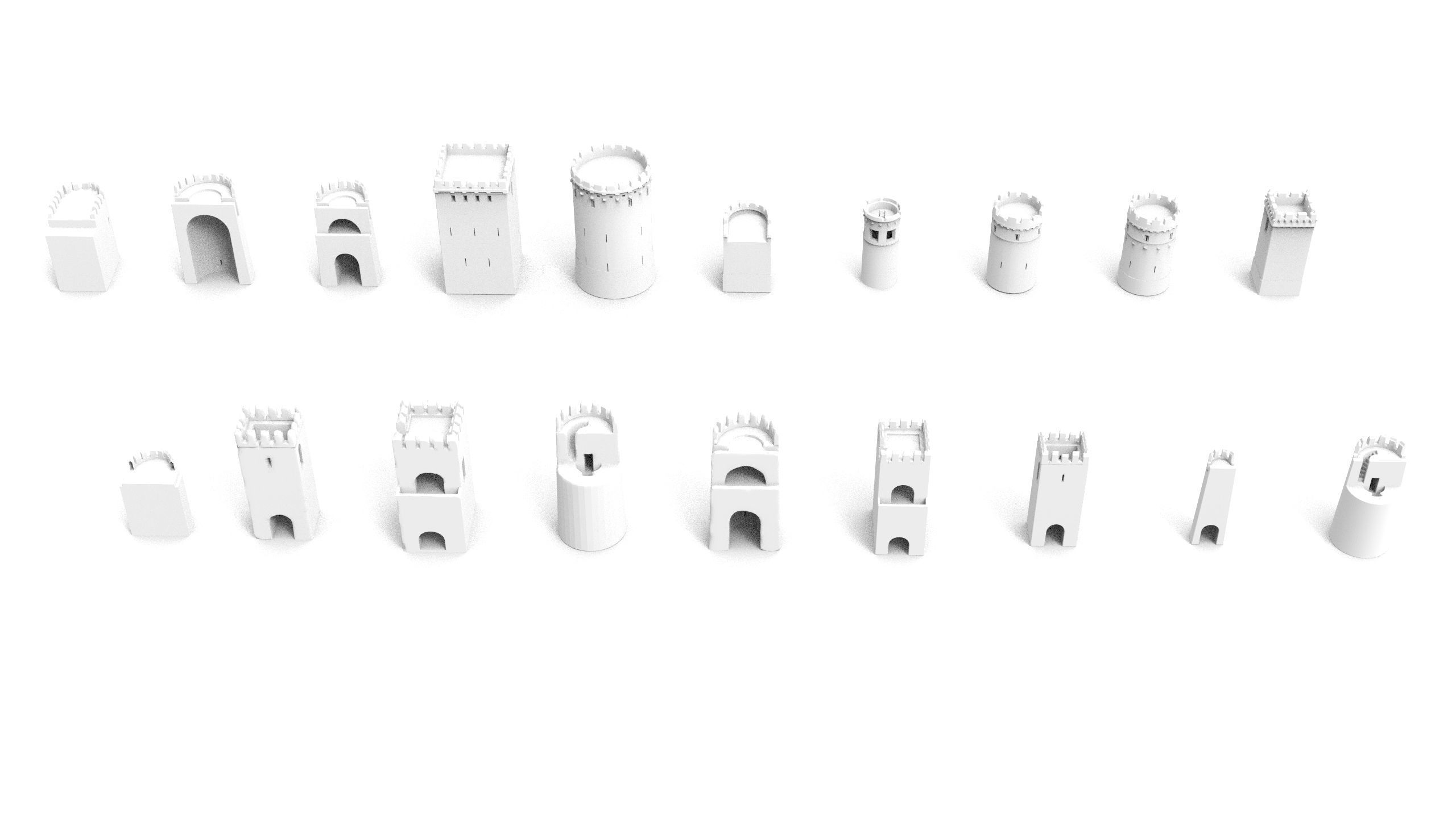 tower group of wooden poles Low-poly 3D model_5