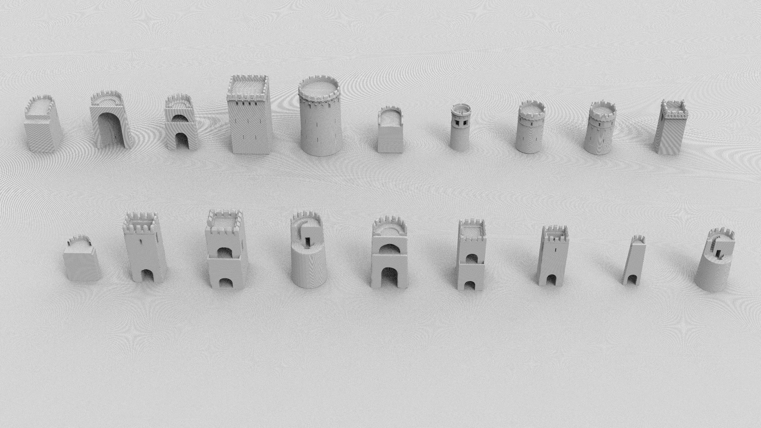 tower group of wooden poles Low-poly 3D model_3