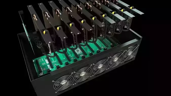 mining case with GPU inside