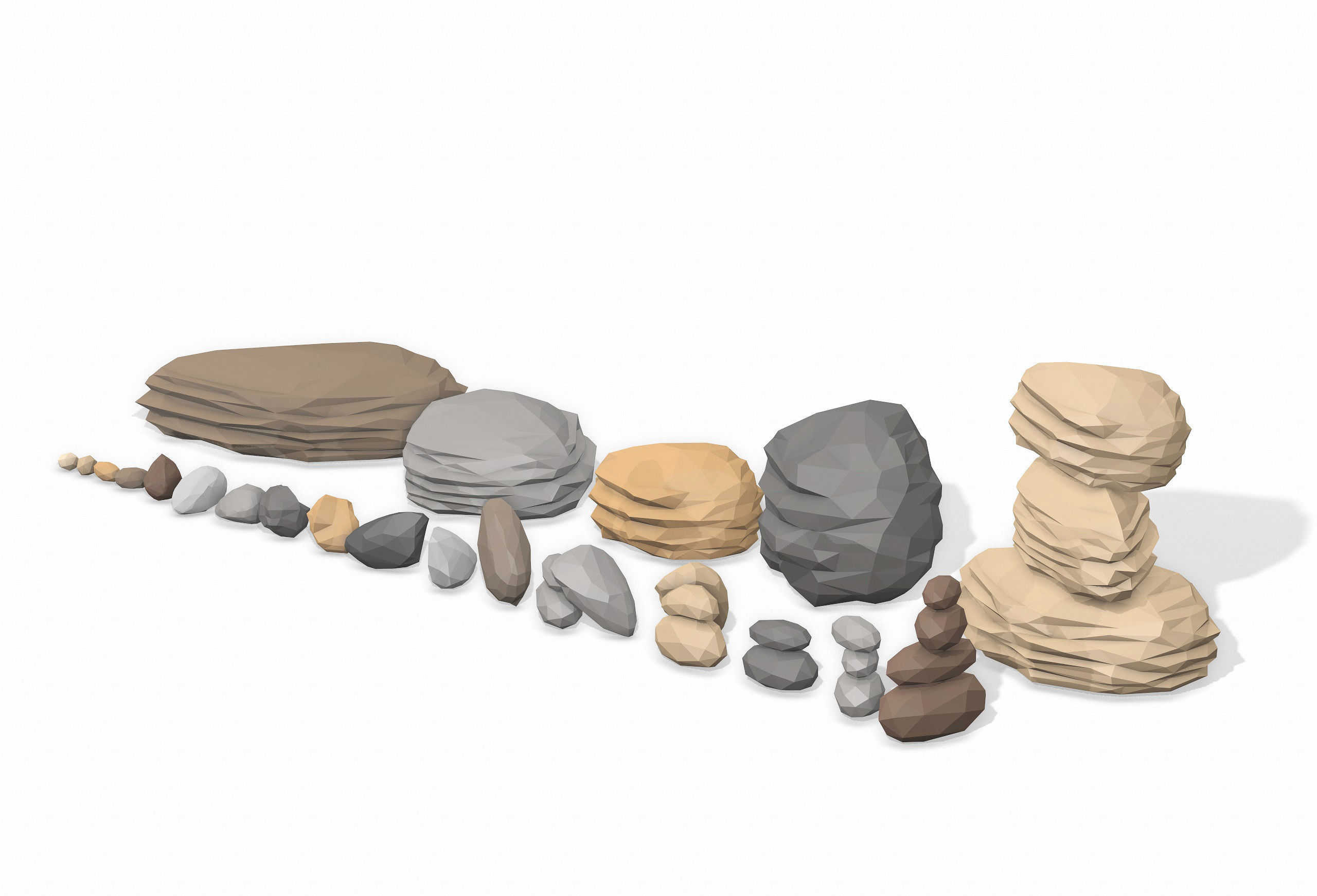 LOW POLY Rock Collection polygonal Low-poly 3D model_2