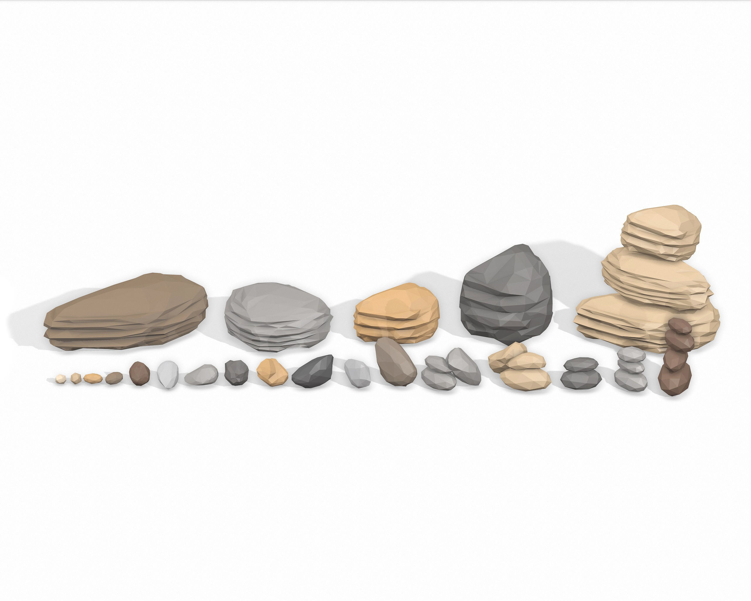 LOW POLY Rock Collection polygonal Low-poly 3D model_1