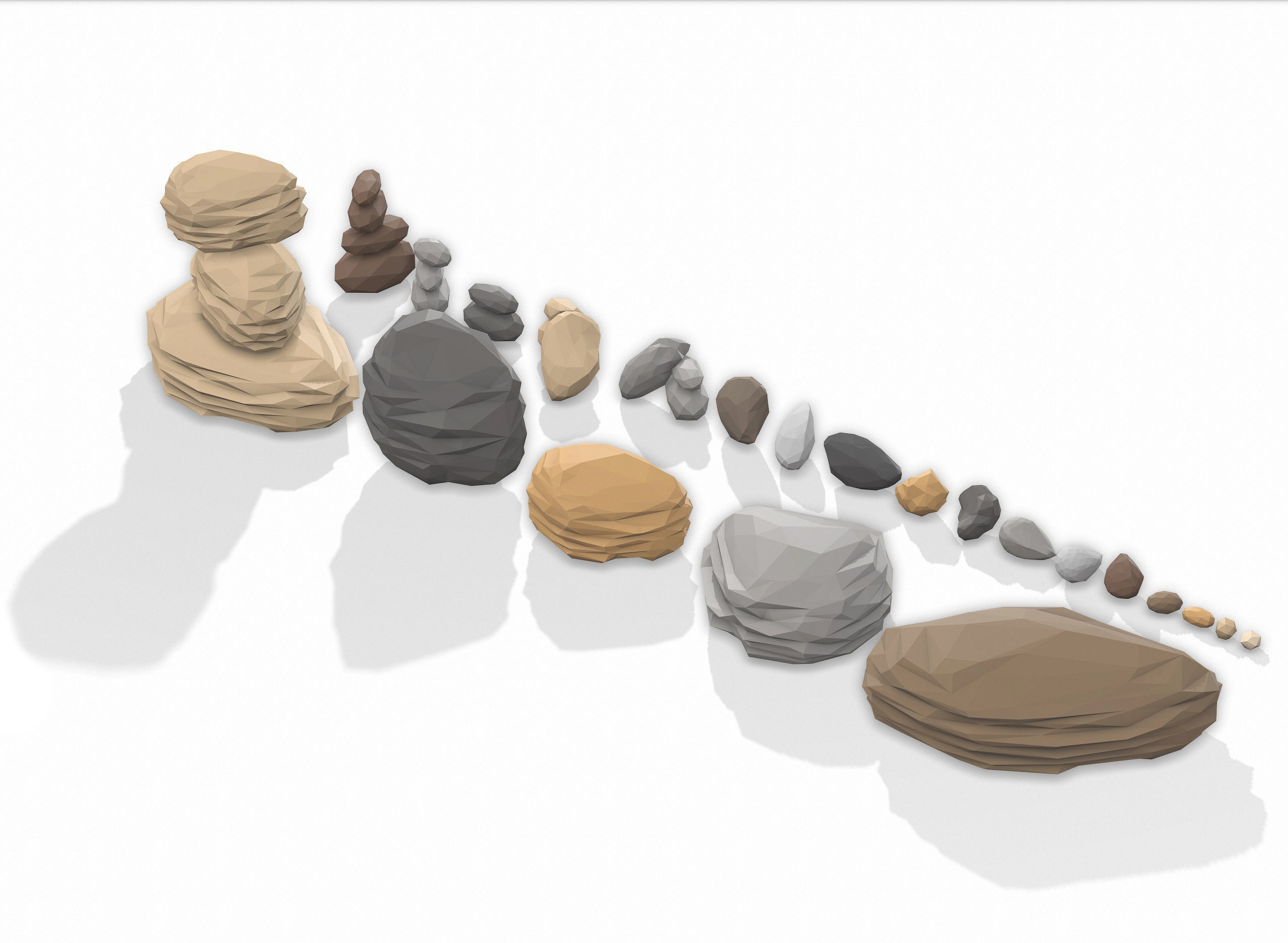 LOW POLY Rock Collection polygonal Low-poly 3D model_4