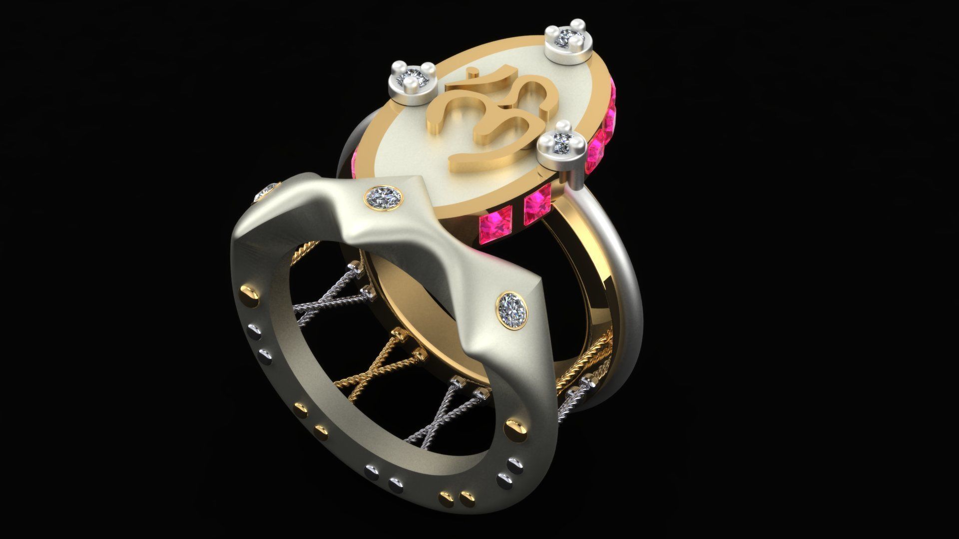 Charm and Talisman Ring of OM Mantra Symbol  3D print model_10