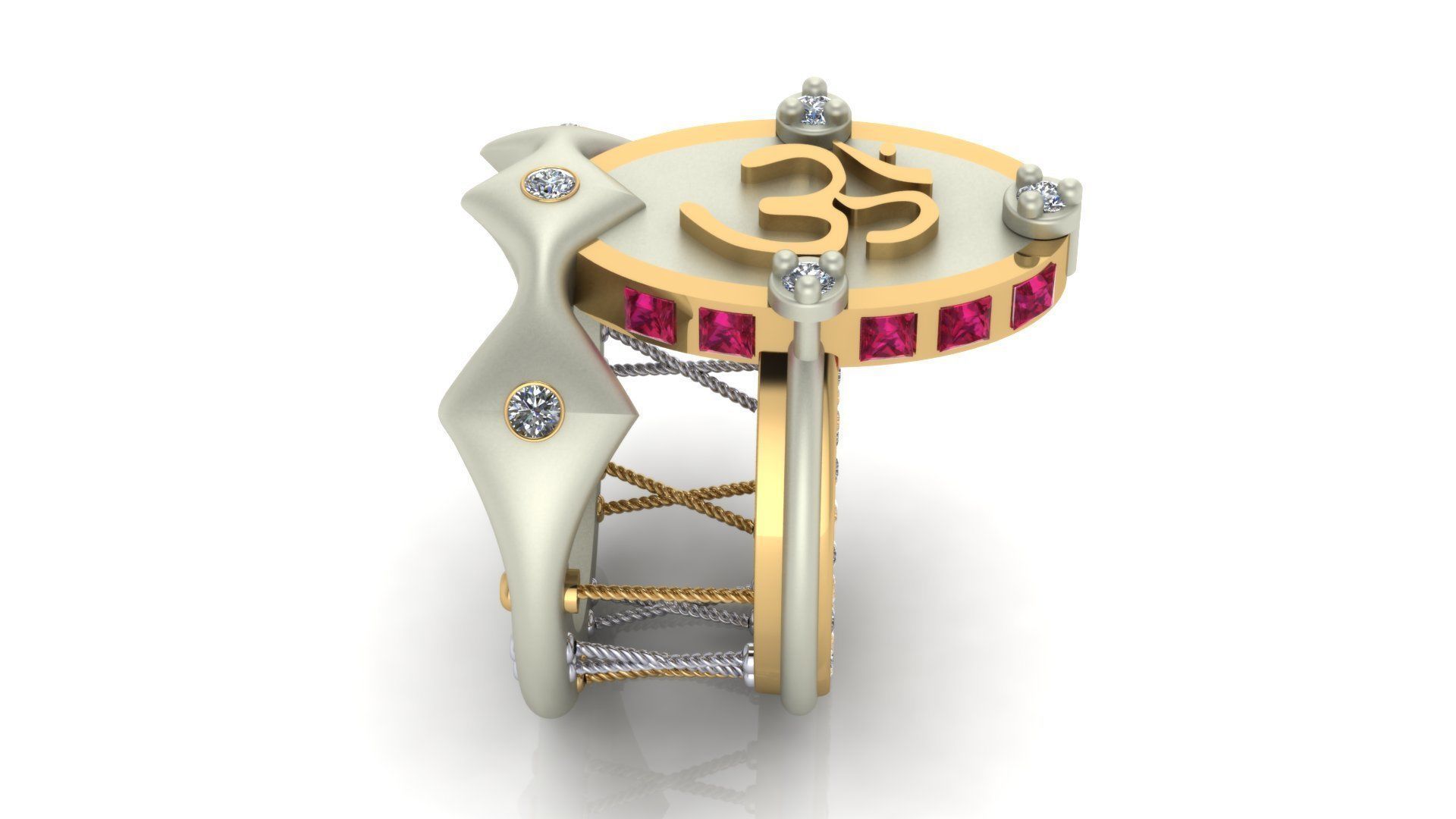 Charm and Talisman Ring of OM Mantra Symbol  3D print model_3