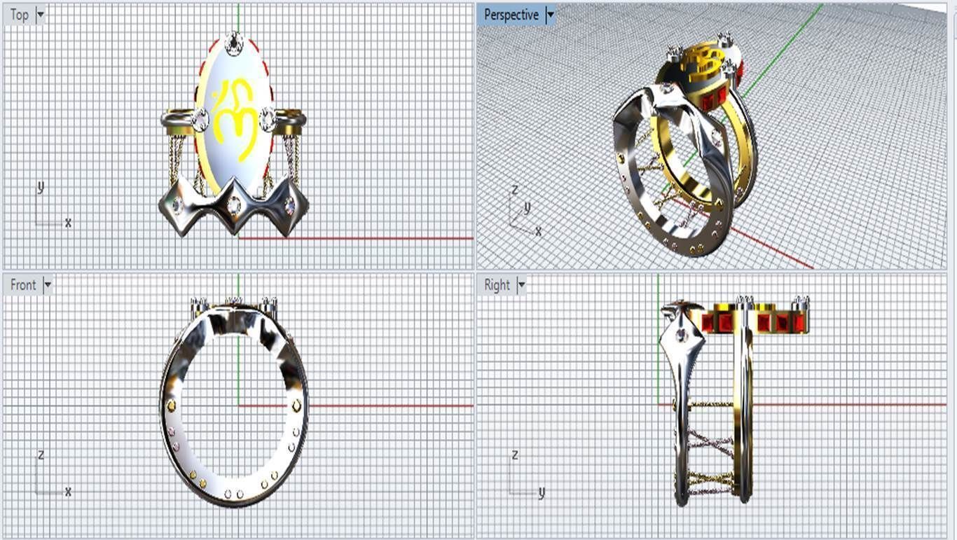 Charm and Talisman Ring of OM Mantra Symbol  3D print model_8