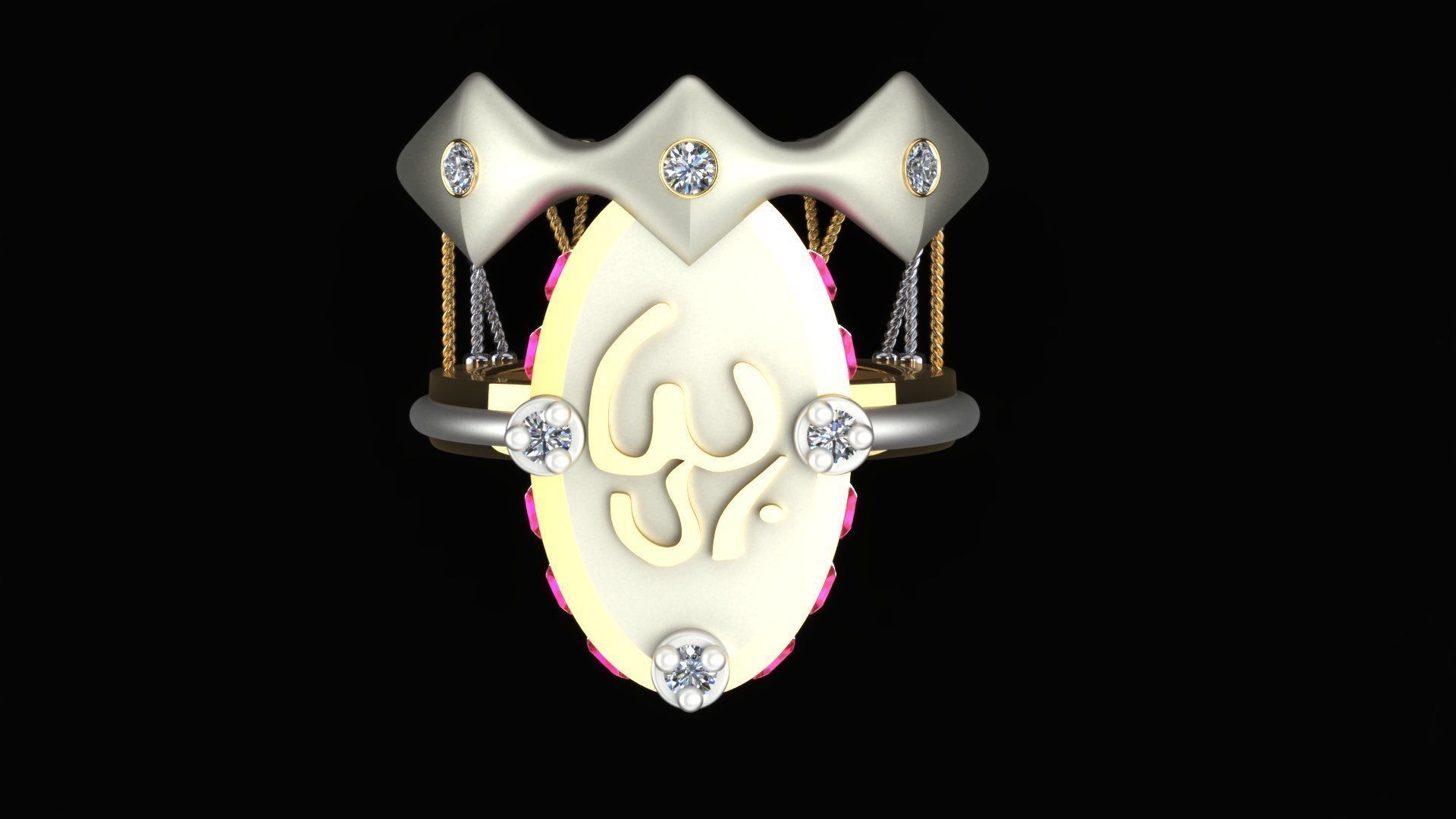 Charm and Talisman Ring of OM Mantra Symbol  3D print model_7