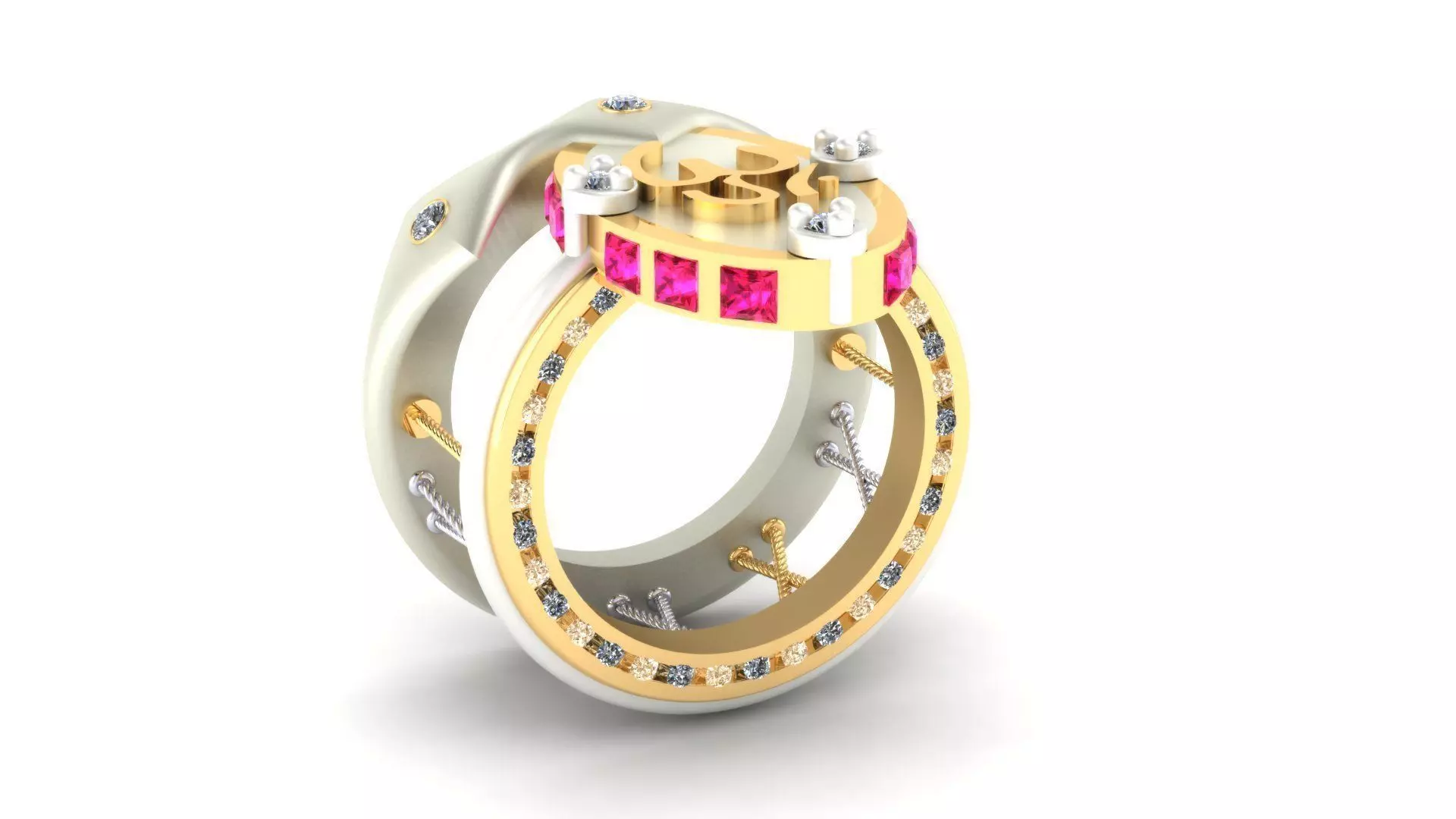 Charm and Talisman Ring of OM Mantra Symbol  3D print model_0