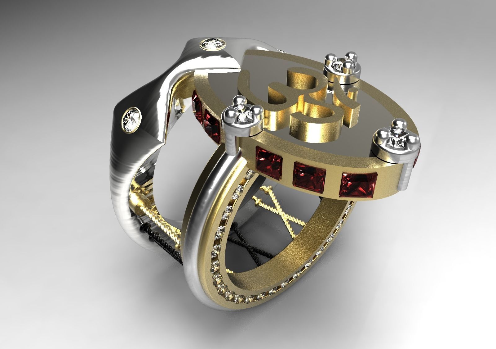 Charm and Talisman Ring of OM Mantra Symbol  3D print model_4