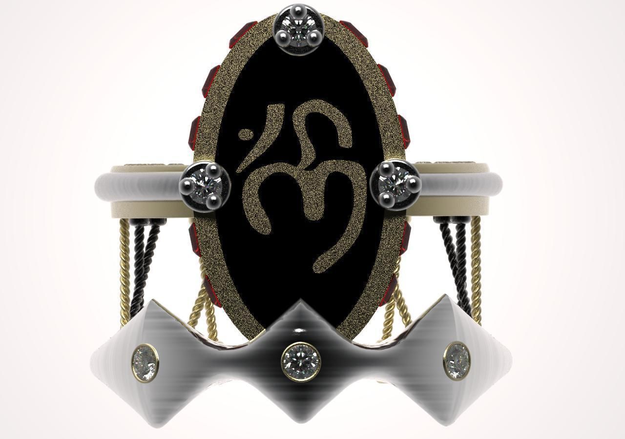 Charm and Talisman Ring of OM Mantra Symbol  3D print model_6