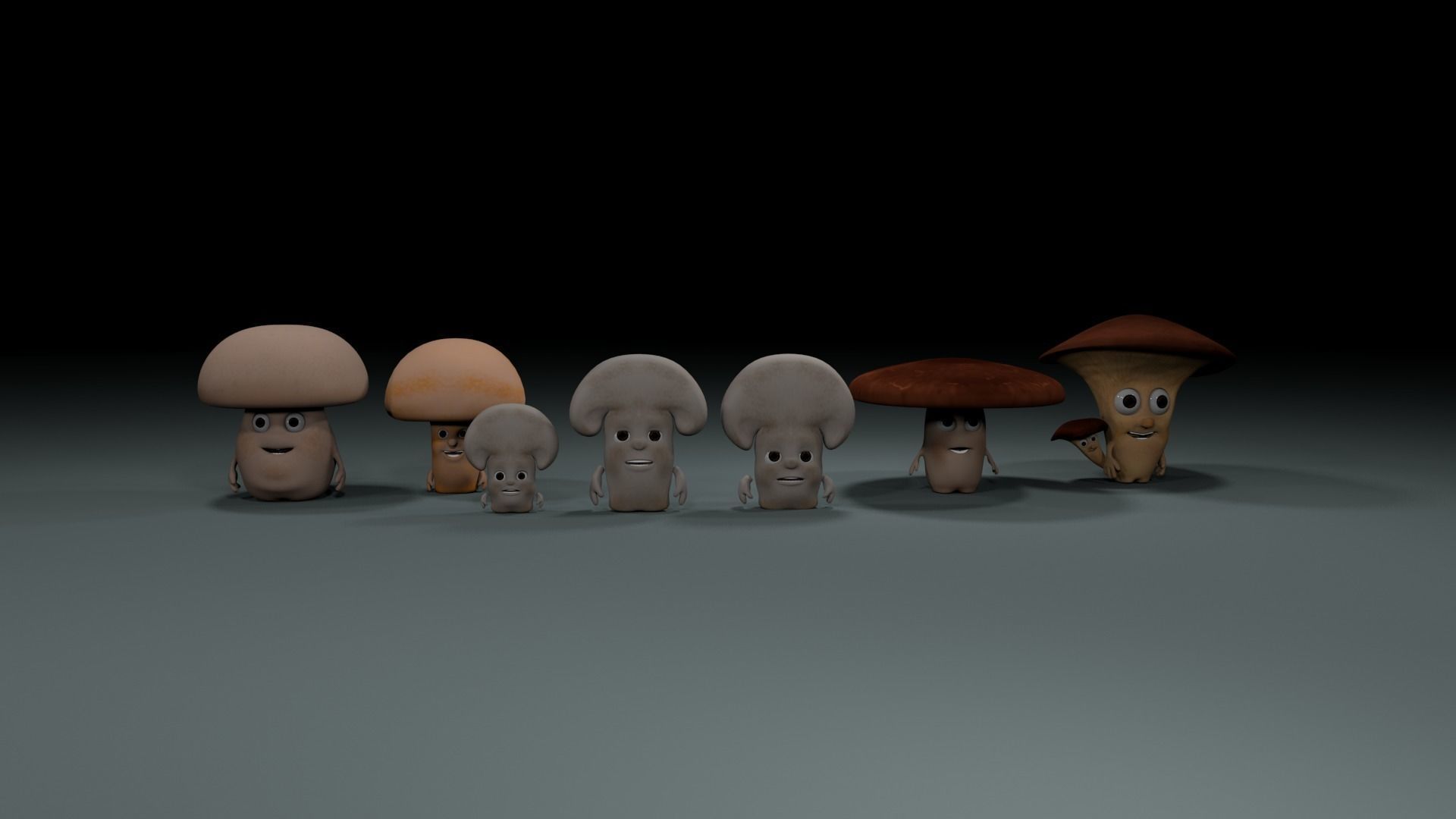mushroom cartoon character with big ears Low-poly 3D model_1