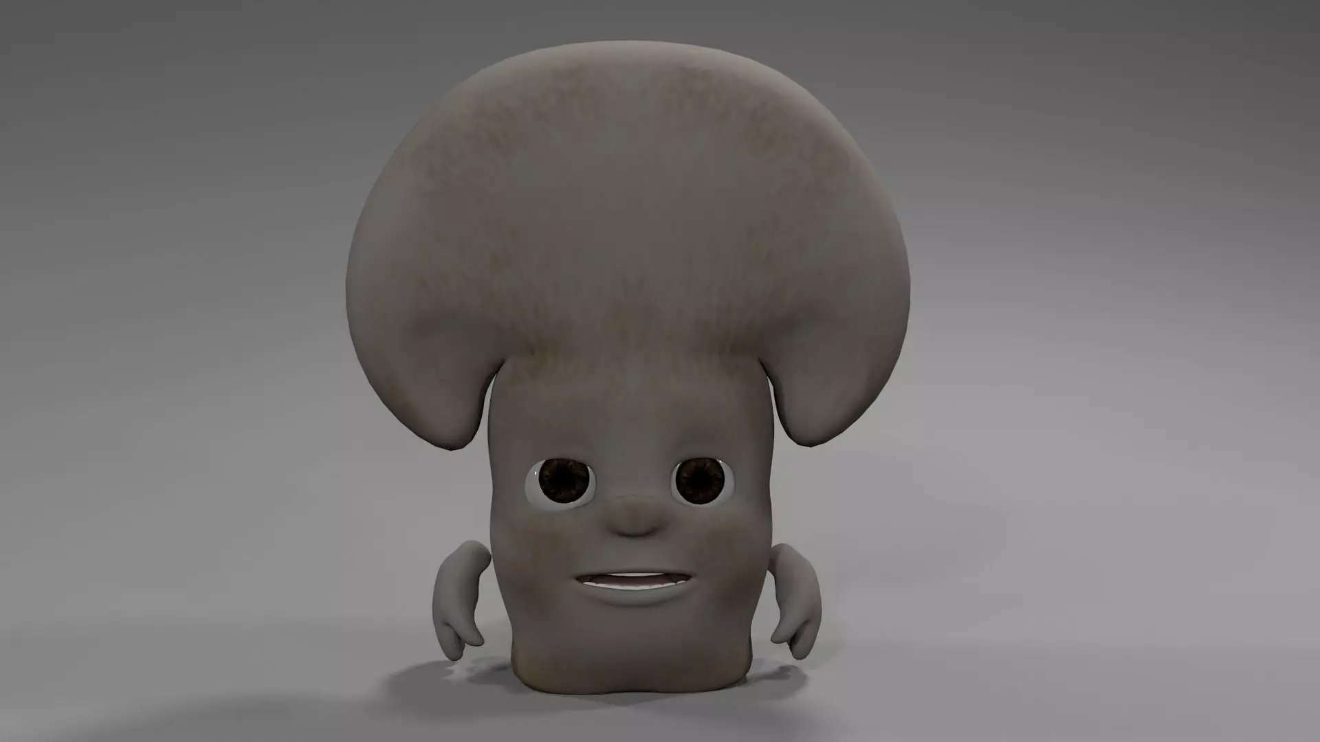 mushroom cartoon character with big ears Low-poly 3D model_0
