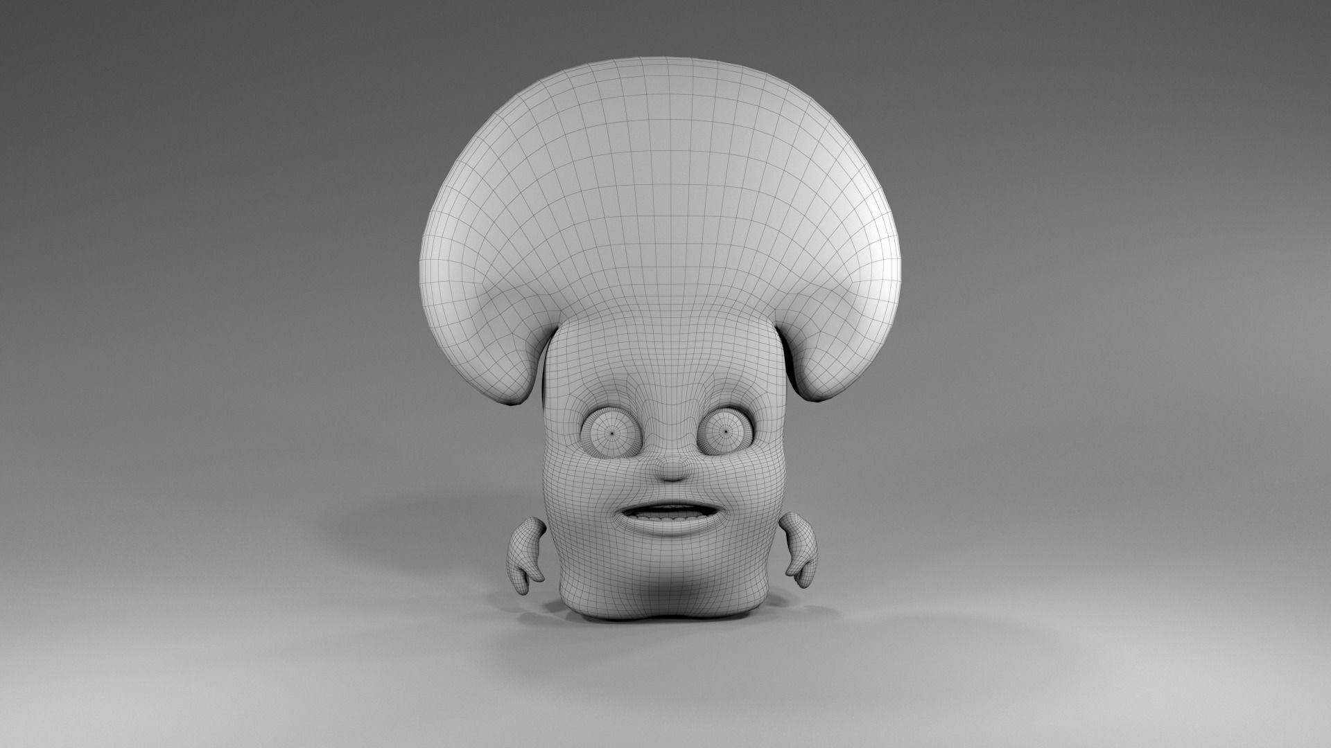 mushroom cartoon character with big ears Low-poly 3D model_2