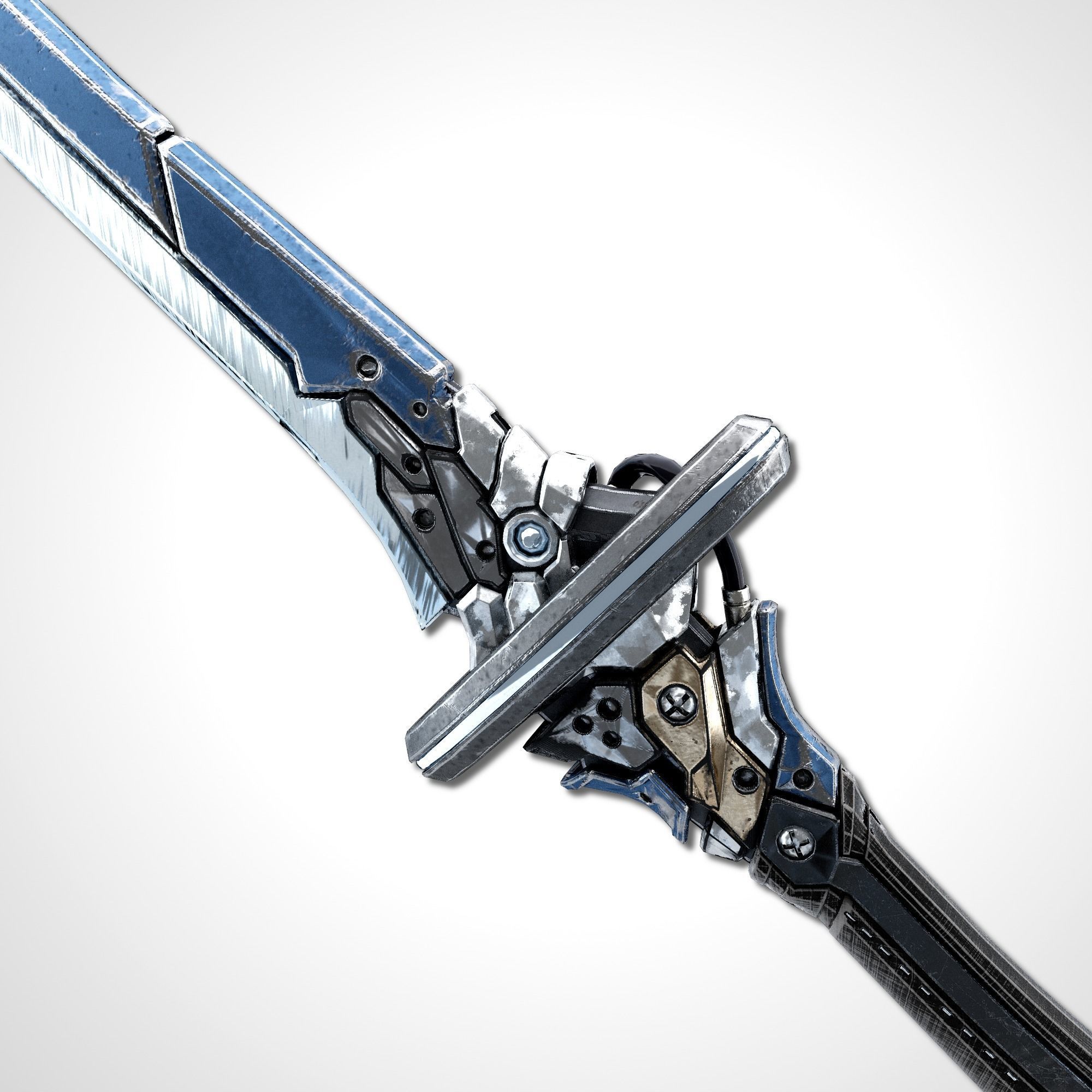 Two Colors Epee - Remake Low-poly 3D model_4