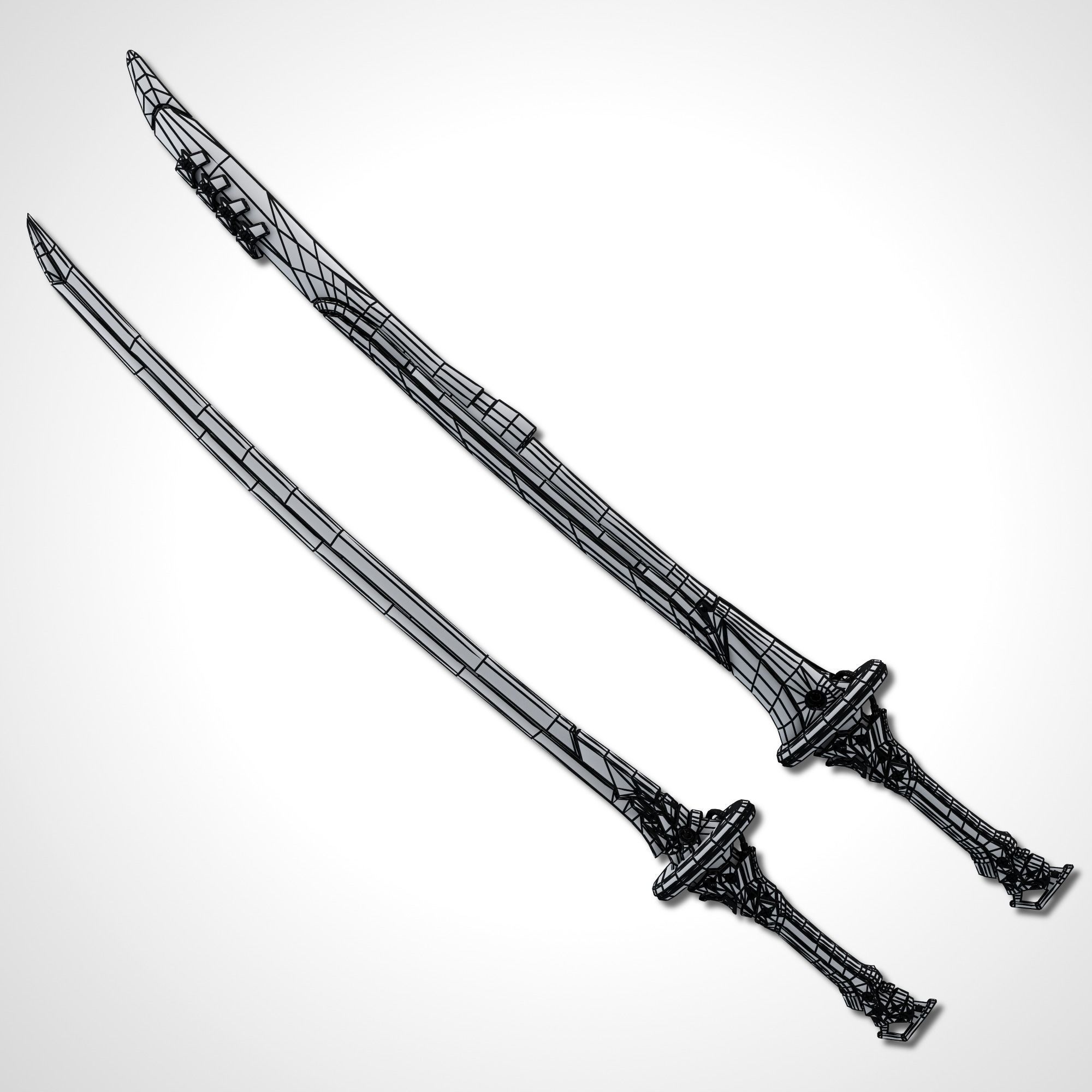 Two Colors Epee - Remake Low-poly 3D model_18