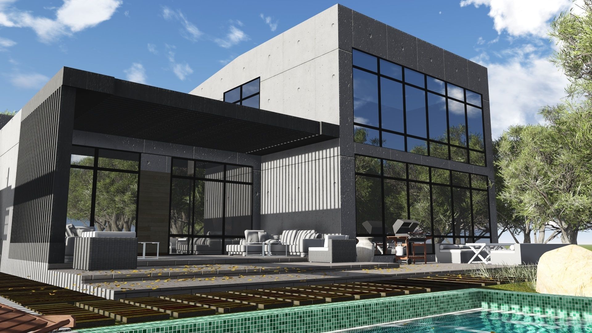 Modern Building-H1 3D model_2