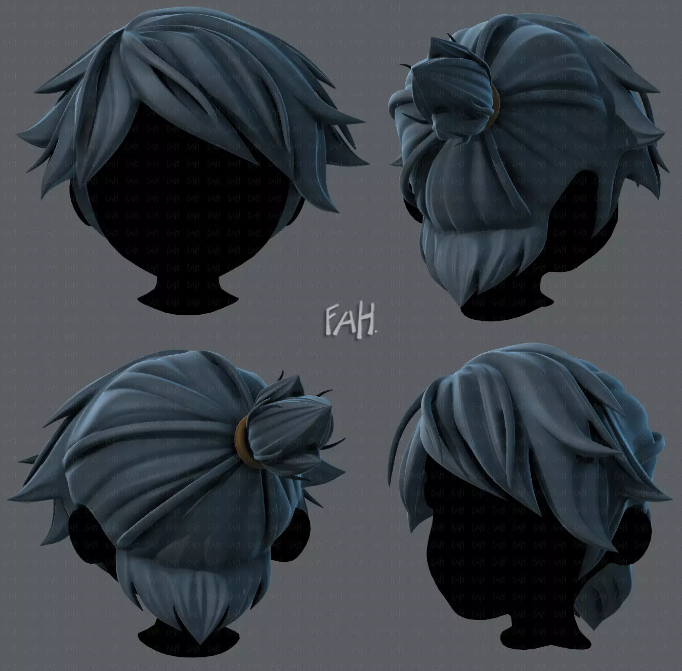 3D Hair style for boy V26 Low-poly 3D model_0