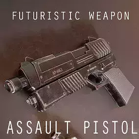 Sci-fi Futuristic Assault Pistol  Low-poly 3D model