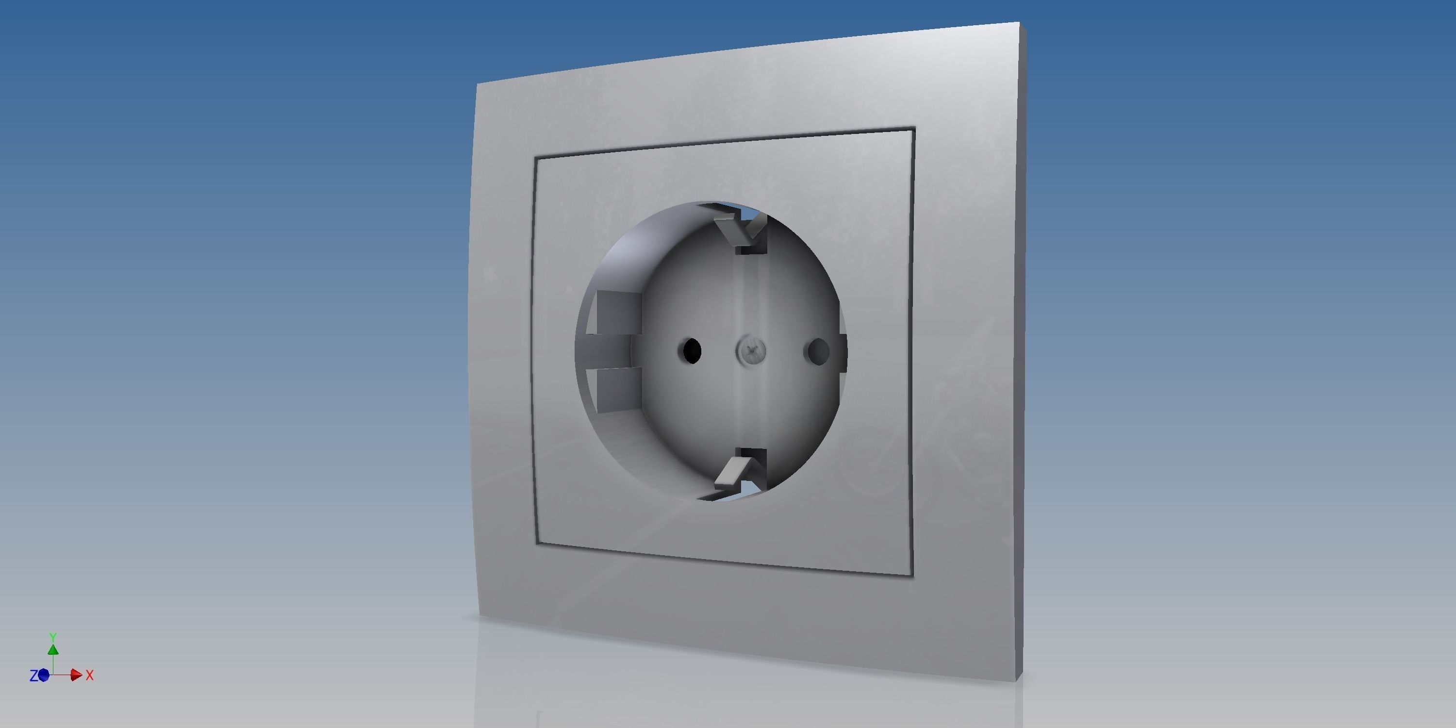 Electrical socket EKONOMIK WHITE 16A 230V Low-poly 3D model_4