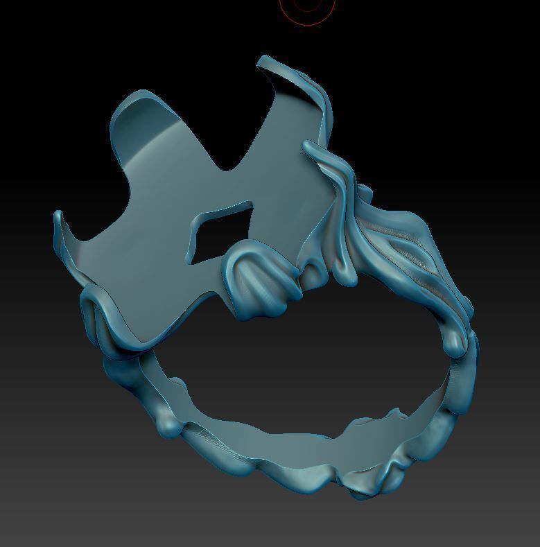 Organic ring design - cabochon oval 3D print model_5