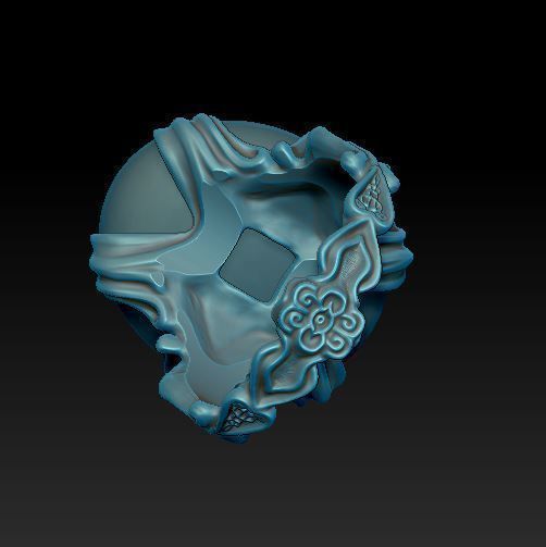 Organic ring design - cabochon oval 3D print model_7