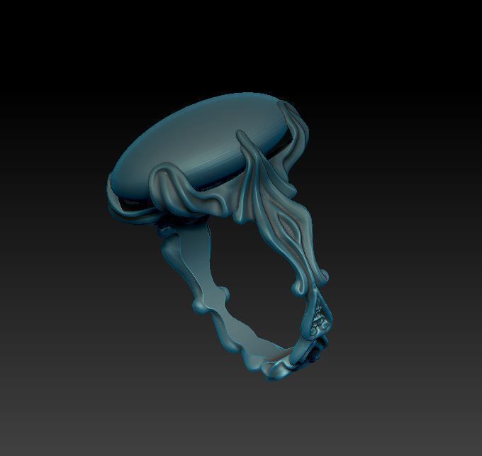 Organic ring design - cabochon oval 3D print model_2