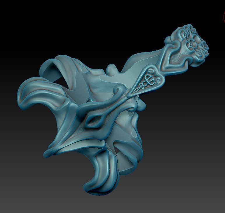 Organic ring design - cabochon oval 3D print model_8