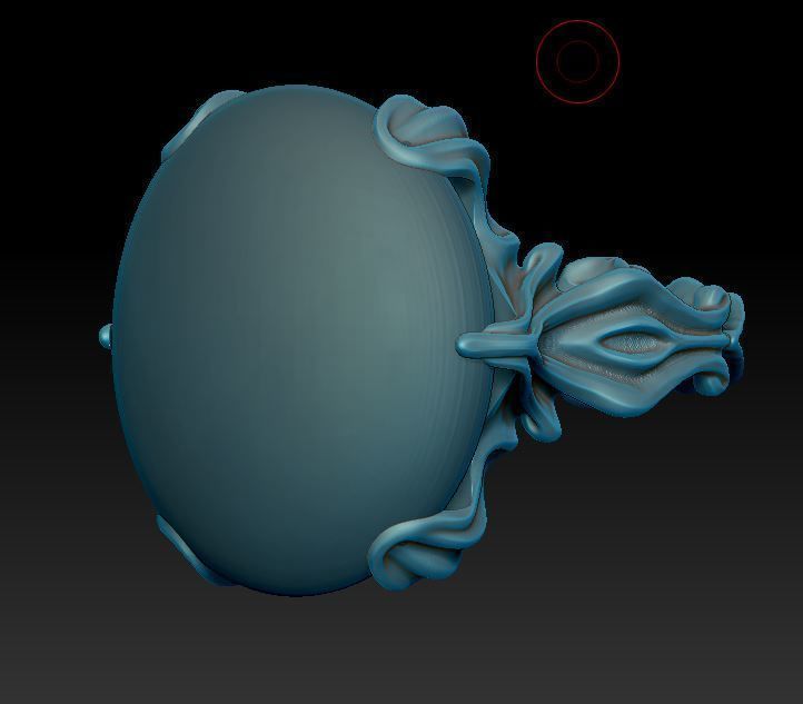 Organic ring design - cabochon oval 3D print model_4