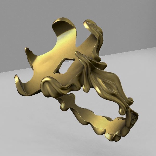 Organic ring design - cabochon oval 3D print model_1