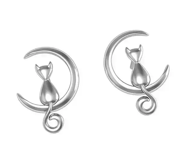 Earrings-studs Cats  3D print model