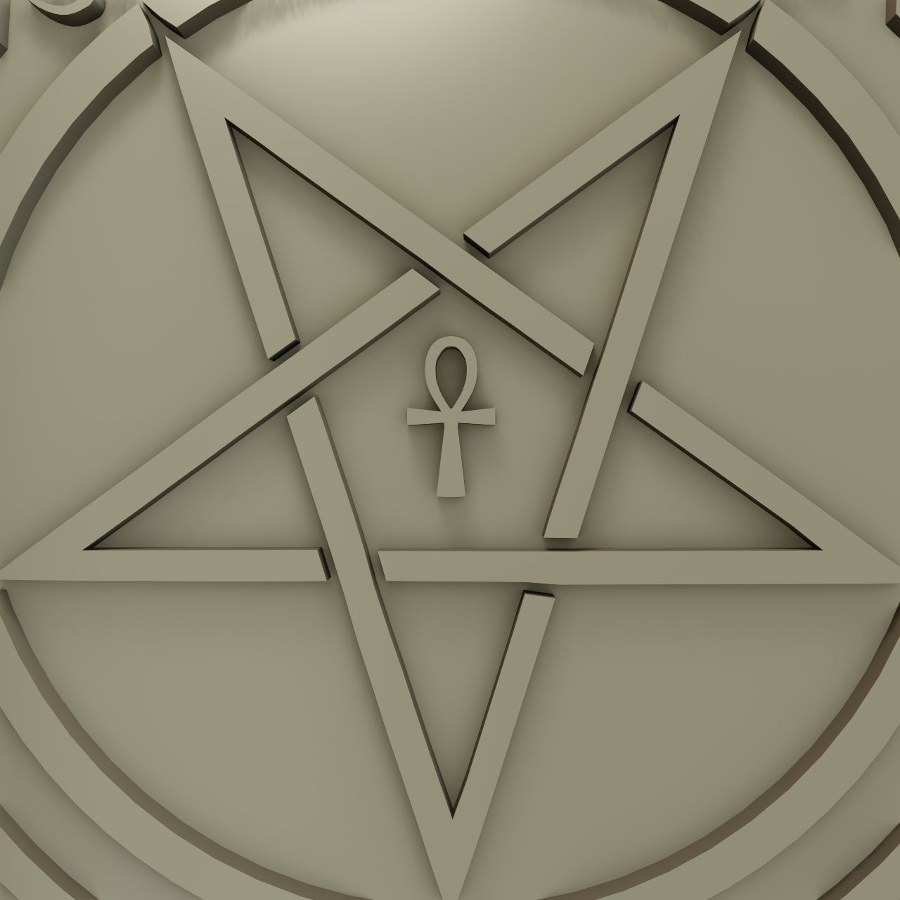 Medallion inverted pentagram 3D print model_5