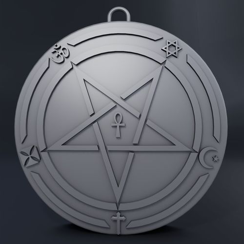Medallion inverted pentagram 3D print model