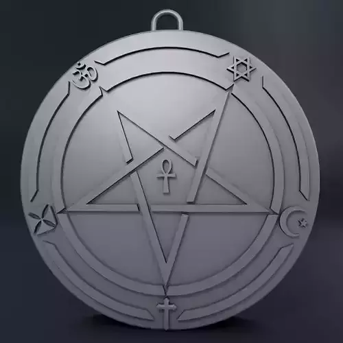 Medallion inverted pentagram 3D print model