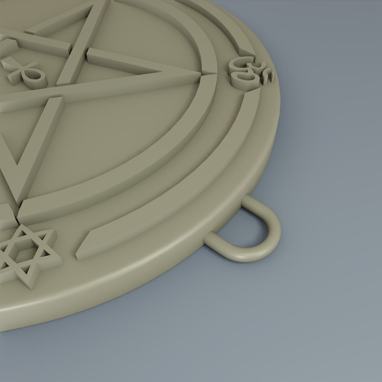 Medallion inverted pentagram 3D print model_6