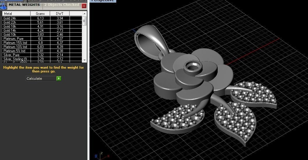 Pendant Rose  3D print model_1