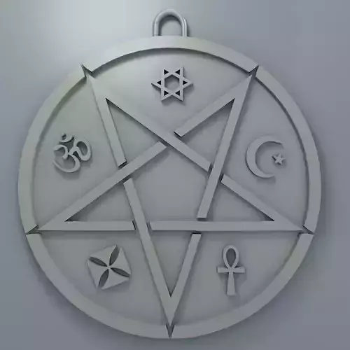 Medallion with inverted pentagram and other symbols