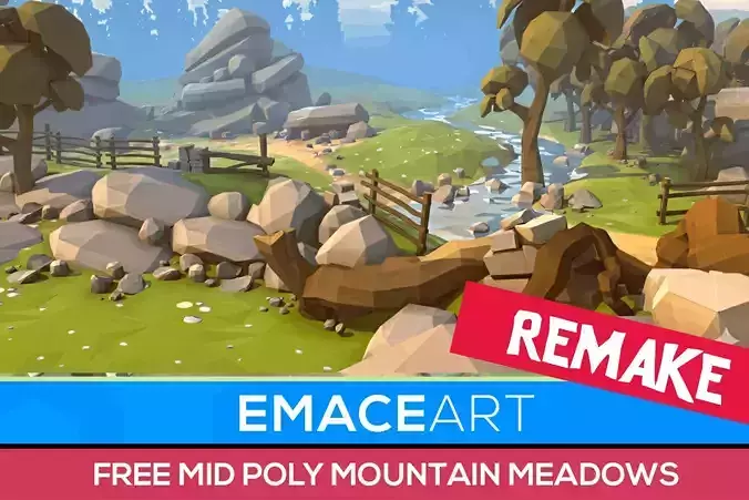 Stylized Free Meadows art game Unity asset pack