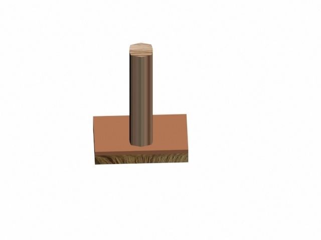 Broom wooden post Free 3D model_1