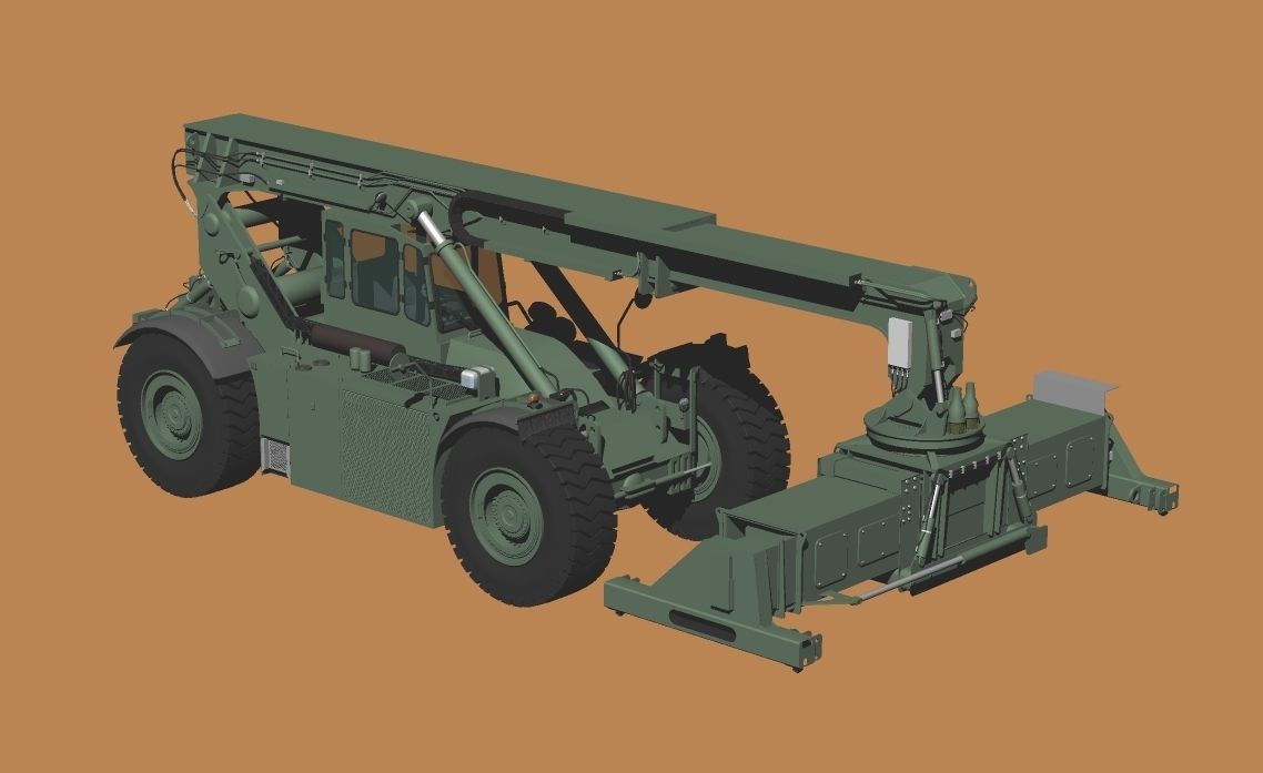 US MARINES Reach stacker RT-240 with 40ft and 20ft container 3D model_5
