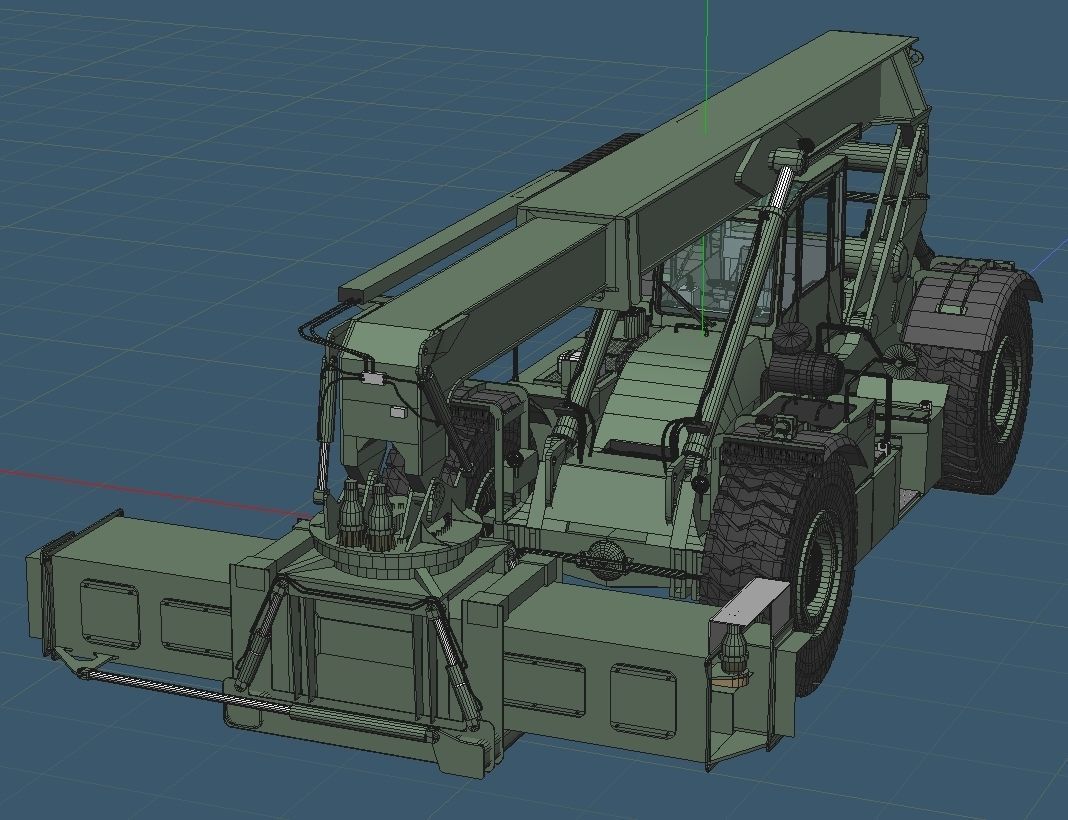 US MARINES Reach stacker RT-240 with 40ft and 20ft container 3D model_11
