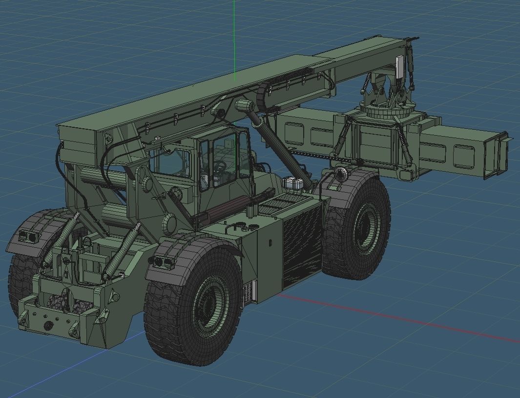 US MARINES Reach stacker RT-240 with 40ft and 20ft container 3D model_12