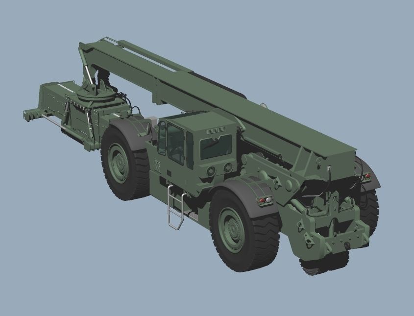 US MARINES Reach stacker RT-240 with 40ft and 20ft container 3D model_3