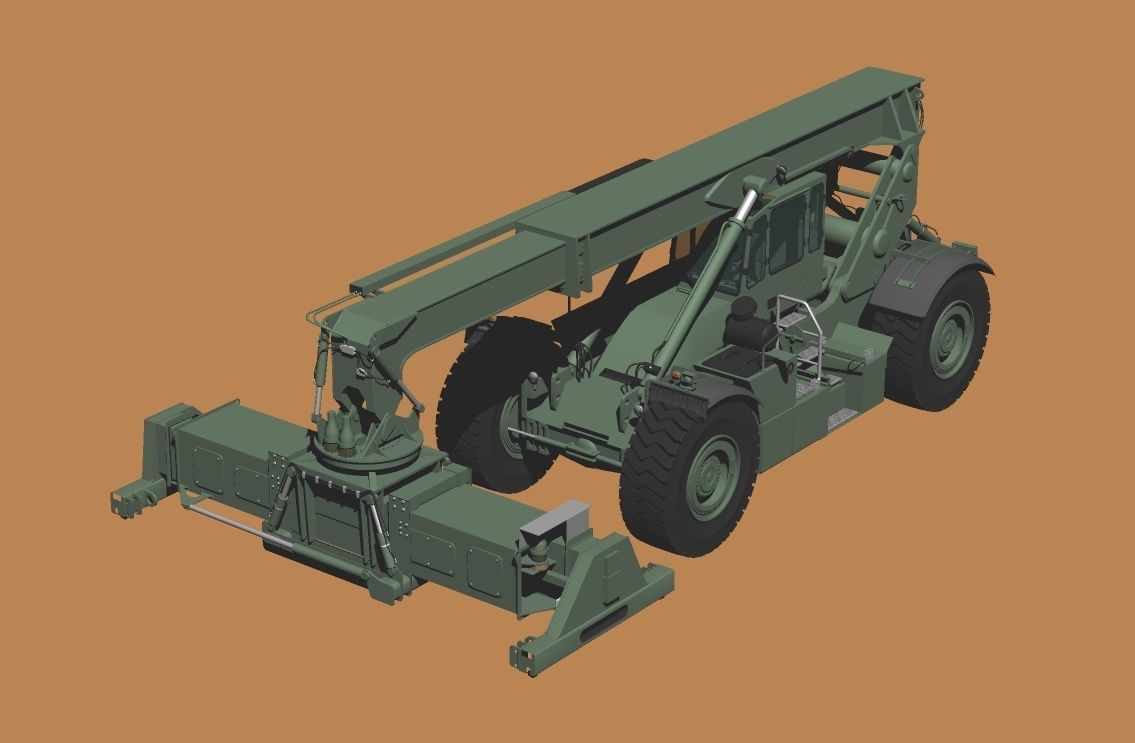 US MARINES Reach stacker RT-240 with 40ft and 20ft container 3D model_4